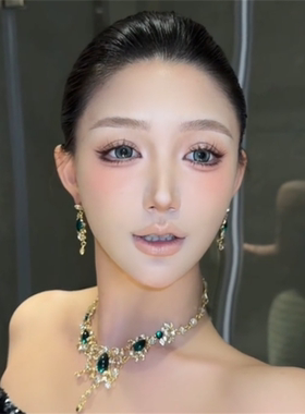 欧美绿宝石高级耳环项链