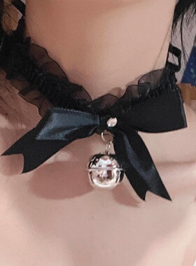 蕾丝蝴蝶结铃铛项链女choker脖子