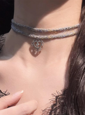 秋冬毛绒绒项链choker颈带女