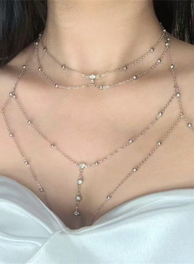 闪钻气质挂脖胸链身体链