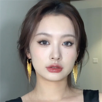 金色长款流苏耳环复古气质高级感