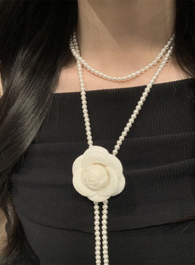 山茶花多戴珍珠项链女
