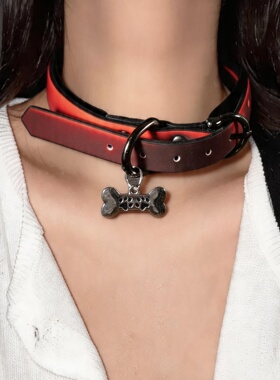 小狗吊牌皮质项圈choker颈环链