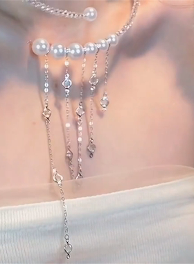 珍珠流苏choker项链女
