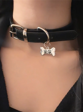 黑色项圈choker皮质小狗