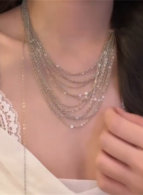 银河瀑布多层流苏毛衣链