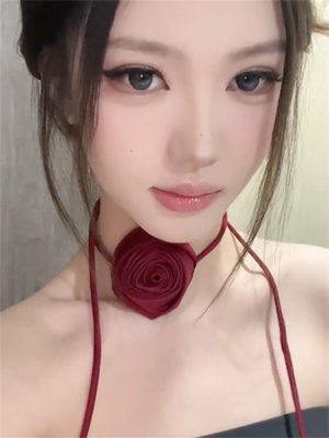 项链女玫瑰花绑带choker项圈