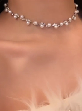轻奢闪钻珍珠项链女款