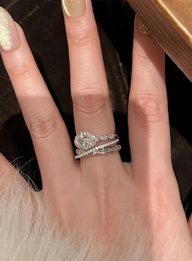 法式多层水滴镶钻戒指