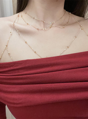 金色性感胸链饰品高级感乳链