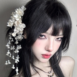 zoozmomo铃兰花头饰花朵流苏发夹女森系新娘结婚发饰婚纱盘发配饰