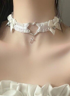 蕾丝蝴蝶结项链脖子铃铛项圈女