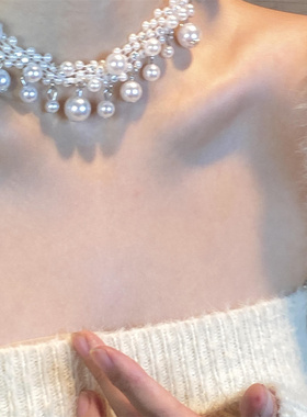 珍珠流苏项链女轻奢小级感锁骨链