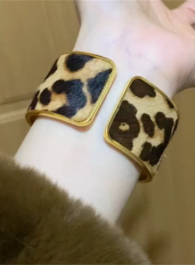 豹纹开口手镯女甜酷辣妹风