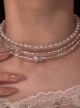 闪钻珍珠锆石项链女款