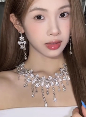 超闪水钻锆石晚礼服项链女