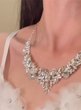 超闪满钻锆石项链女重工轻奢小众