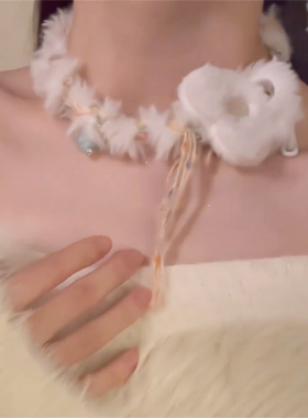 锁骨链彩色毛毛爱心项链