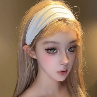 zoozmomo纯色宽边发带高颅顶头箍高级感简约白色发箍女慵懒风头饰