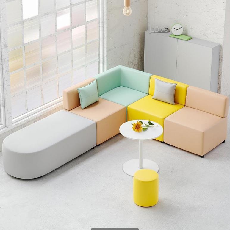 办公沙发简约现代弧形等候休息异形创沙意休闲接早教培发训机KI3B