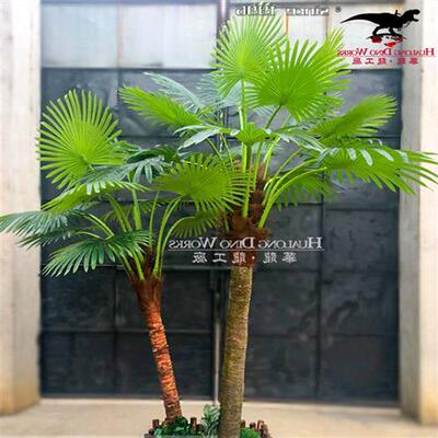 仿真树模型商场造景绿植大型娑罗树芭蕉树藤蔓树叶玻璃钢树干.