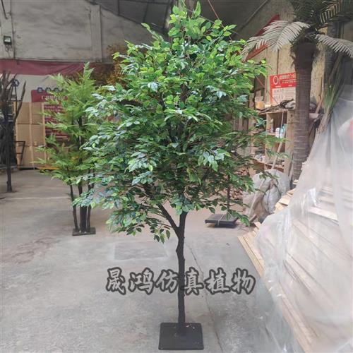 仿真榕树仿真树假树槐树叶玻璃钢包柱榕树室内装饰仿真大树假榕树