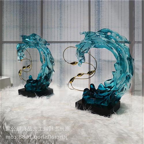 透明树脂雕塑家居浪花摆件酒店展厅客厅玄关落地抽象艺术雕塑图片