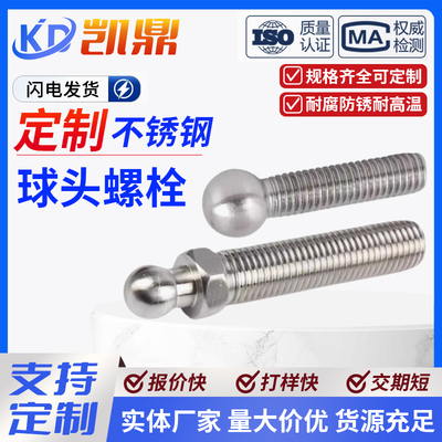 304 316定做精密件不锈钢球头螺杆加长圆头螺栓特殊材质非标螺丝