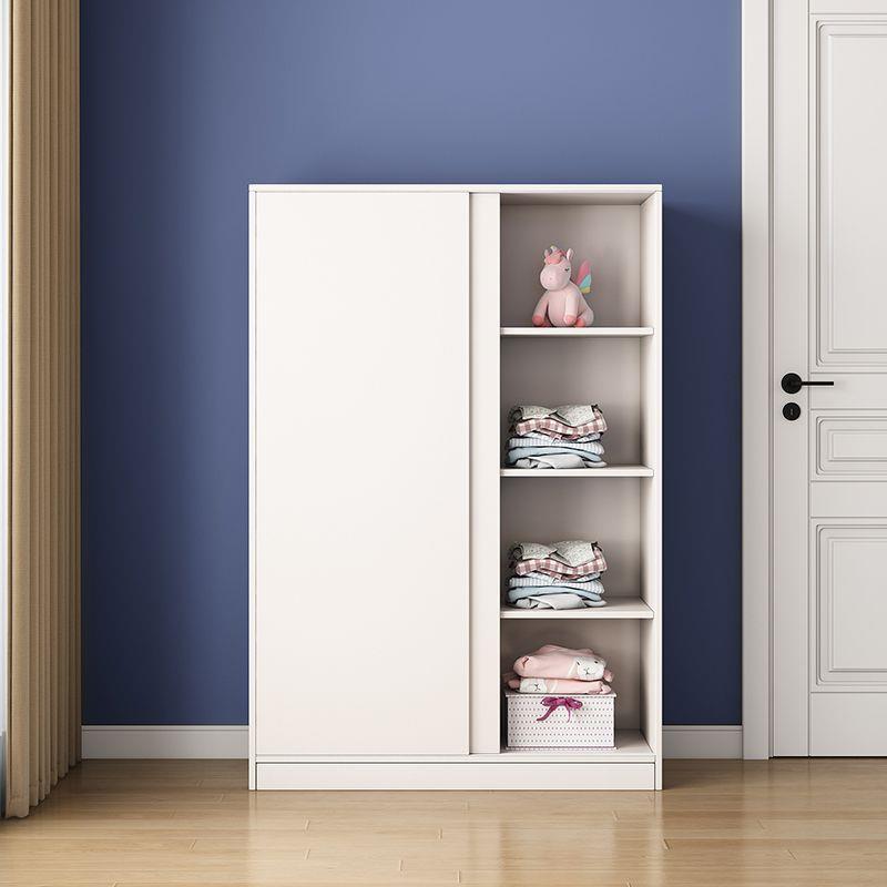 实木儿童衣柜家用卧室推拉门简约现代小户型移门衣橱收纳柜子简易
