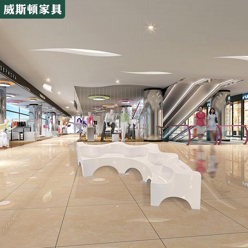 玻璃钢海浪造型休闲排椅商超等候椅商业场所城市家具户外景观美陈