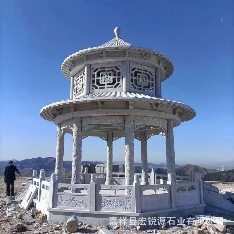 石雕凉亭别墅长廊大理石户外装饰广场中式六角园林景观花岗岩亭子