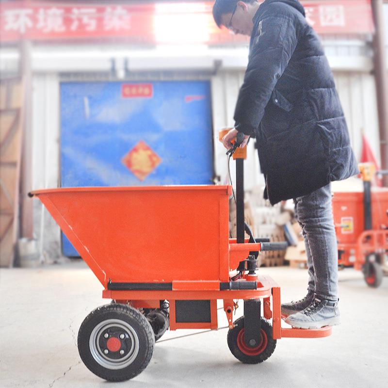 工地拉水泥拉少石子灰斗车手动翻斗小推车48v三轮斜斗建筑工具车
