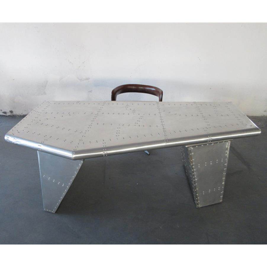美式后现代航天铝皮铆钉书桌LOFT工业风大班桌个性创意书台办公桌