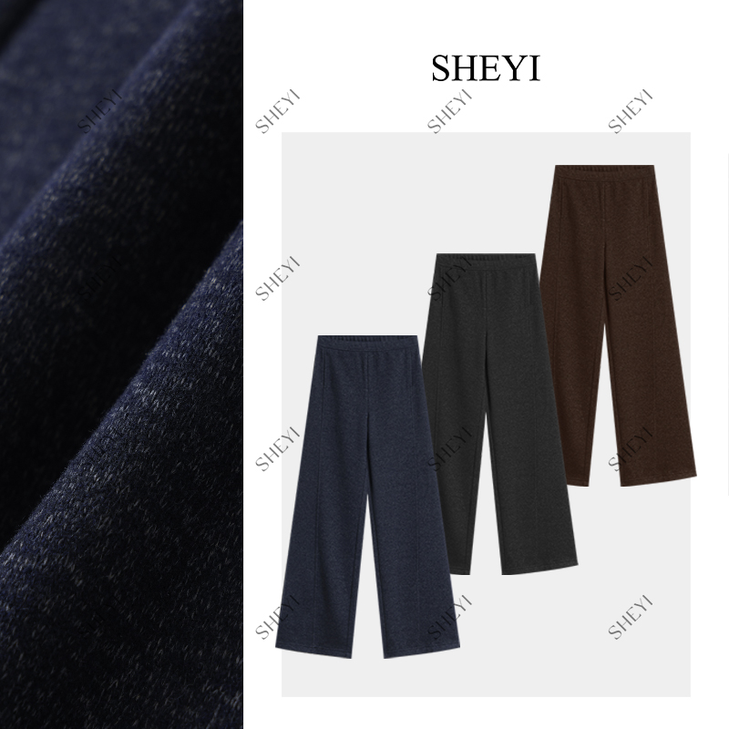 【青花瓷】醋酸羊毛暖绒云感裤女2025秋冬星空花纱休闲显瘦阔腿裤