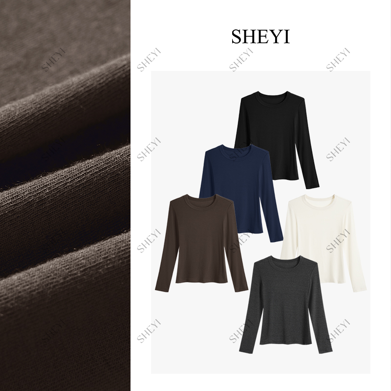 山羊绒+绵羊毛圆领打底衫女