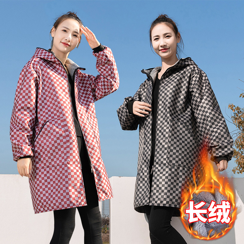 时尚加绒防水防油连帽围裙