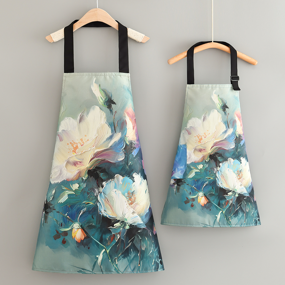 家用亲子款数码印围裙环保防泼水防油污可爱厨房做饭干活画画耐脏