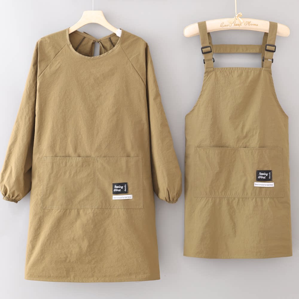 爆款防泼水长袖罩衣耐脏耐磨工作服可定制logo家用厨房做饭围裙