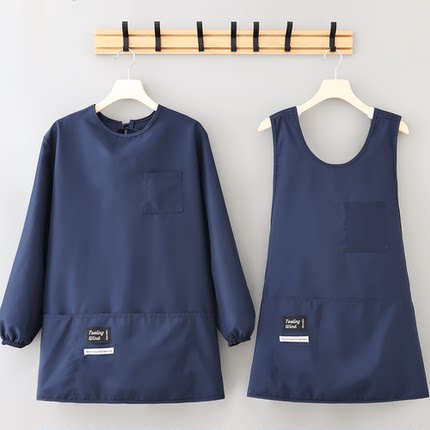 新款成人家用围裙厨房做饭工作服餐饮店奶茶店服务员罩衣可定制