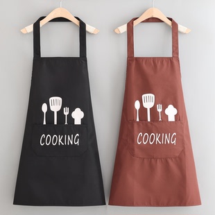 新款时尚防水挂脖罩衣成人简约家用工作服可定制logo印字男女围裙