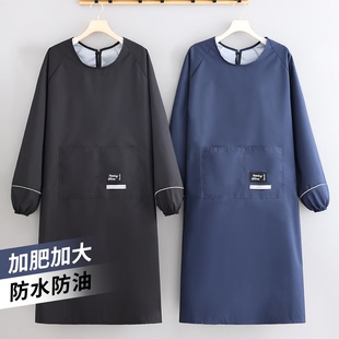 新款长袖加大防水防污工作服耐脏耐磨上班围裙成人反穿罩衣男女款