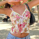 lace Women neck floral Camisole 女士V领碎花花边吊带背心