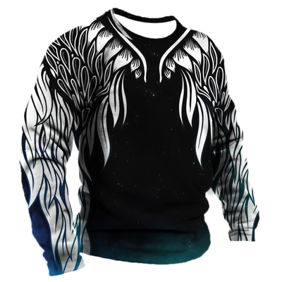 男士3D数码印花长袖上衣长袖