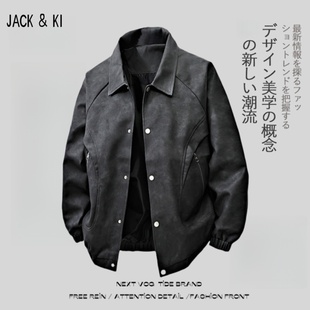 休闲皮夹克胖子加肥加大皮外套 JACK&KI 大码 皮衣男春秋款 2025新款