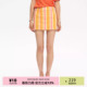 天丝低腰短裙裙裤 型 无腰头直身版 「heris」柑橘西柚条纹印花