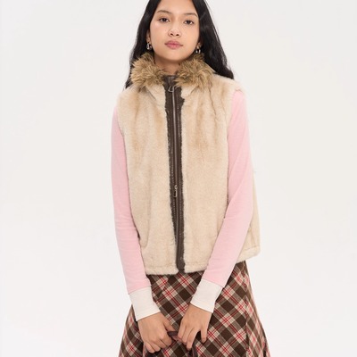 「heris」环保皮草毛领马甲