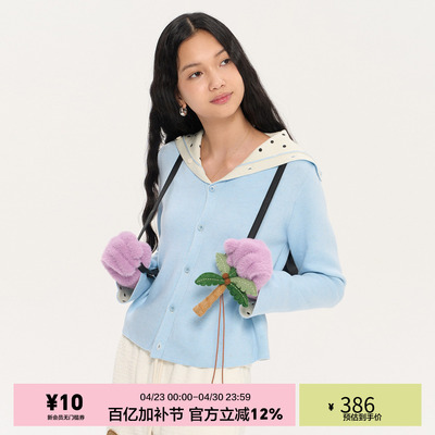 「heris」波点两面穿翻领开衫