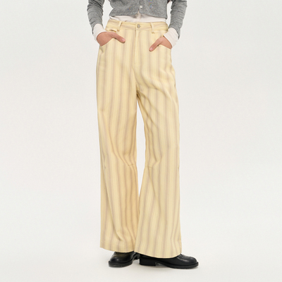 「heris」芝士黄条纹裤