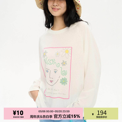 「heris」画像图案薄透长袖T