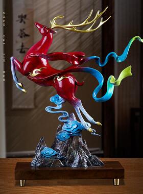 铜鹿摆件一鹿长虹梅花鹿办公室客厅酒柜玄关装饰乔迁公司开业礼品